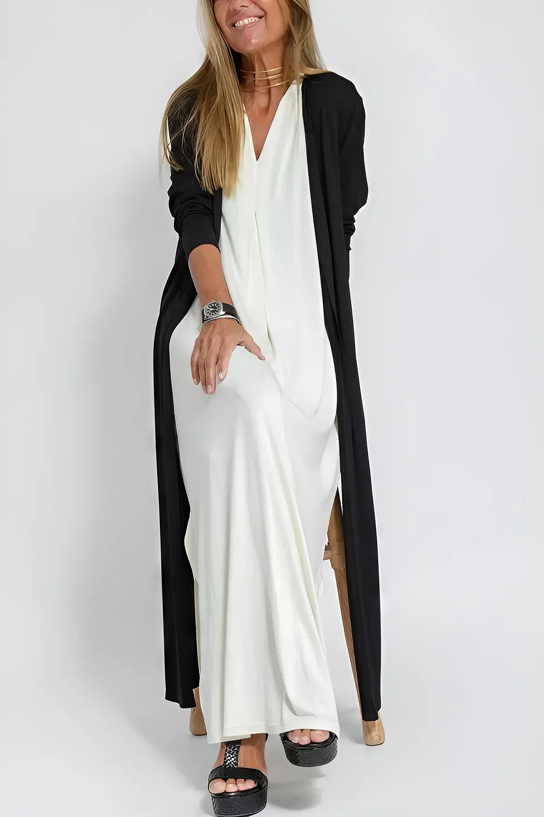 Frieda™ | Elegantes langes Kleid + passender Cardigan als GESCHENK