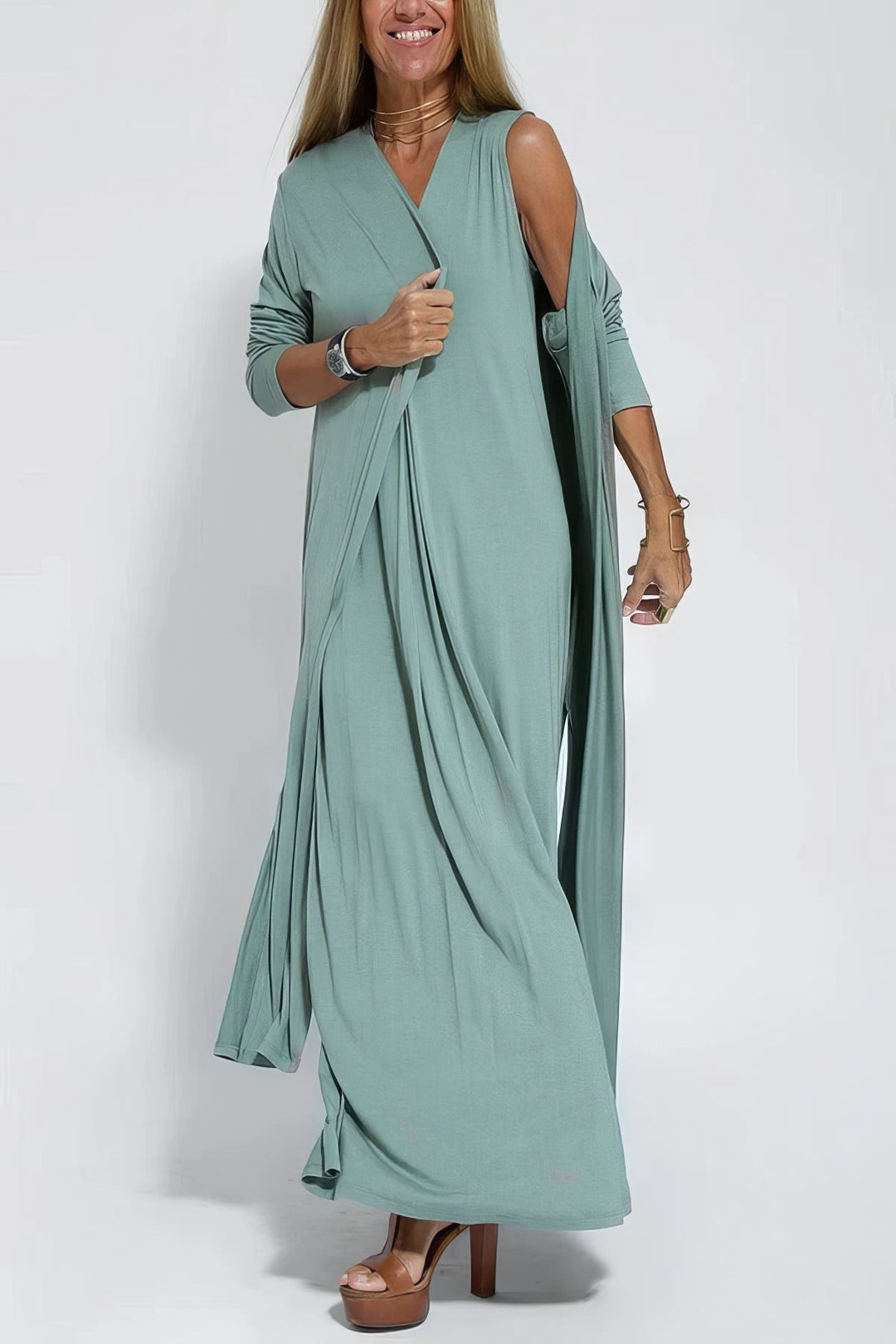 Frieda™ | Elegantes langes Kleid + passender Cardigan als GESCHENK