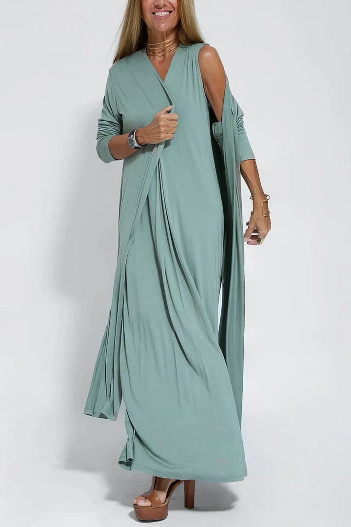 Frieda™ | Elegantes langes Kleid + passender Cardigan als GESCHENK